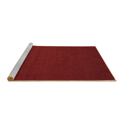 Sideview of Machine Washable Abstract Brown Contemporary Rug, wshcon134brn
