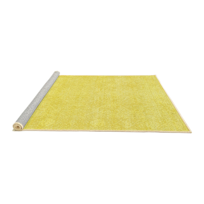Serging Thickness of Machine Washable Contemporary Yellow Rug, wshcon135