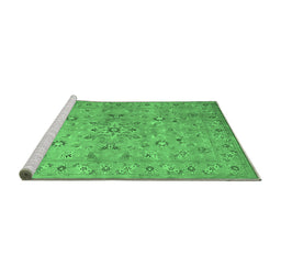 Sideview of Machine Washable Abstract Emerald Green Contemporary Area Rugs, wshcon1350emgrn