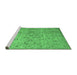 Sideview of Machine Washable Abstract Emerald Green Contemporary Area Rugs, wshcon1350emgrn