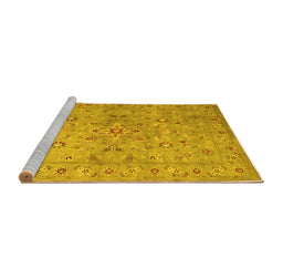 Sideview of Machine Washable Abstract Yellow Contemporary Rug, wshcon1350yw