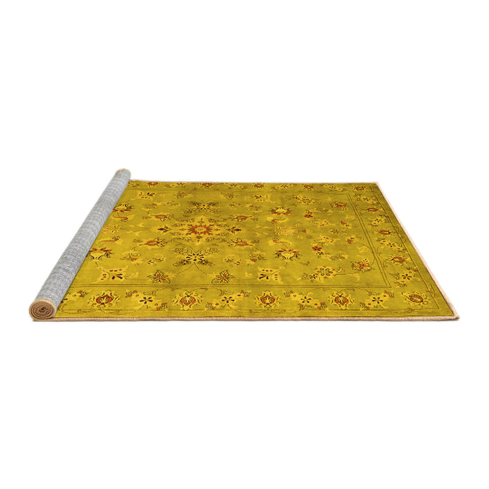 Sideview of Machine Washable Abstract Yellow Contemporary Rug, wshcon1350yw