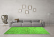 Machine Washable Abstract Green Contemporary Area Rugs in a Living Room,, wshcon1350grn