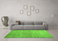 Machine Washable Abstract Green Contemporary Rug, wshcon1350grn