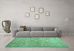 Machine Washable Abstract Turquoise Contemporary Area Rugs in a Living Room,, wshcon1350turq