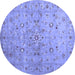 Round Abstract Blue Contemporary Rug, con1350blu