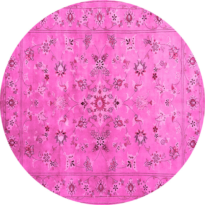 Round Machine Washable Abstract Pink Contemporary Rug, wshcon1350pnk