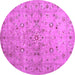 Round Abstract Purple Contemporary Rug, con1350pur