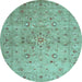 Round Abstract Light Blue Contemporary Rug, con1350lblu