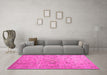 Machine Washable Abstract Pink Contemporary Rug in a Living Room, wshcon1350pnk