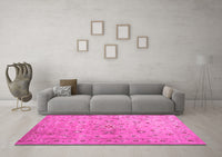 Machine Washable Abstract Pink Contemporary Rug, wshcon1350pnk