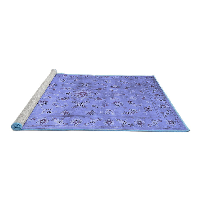 Sideview of Machine Washable Abstract Blue Contemporary Rug, wshcon1350blu