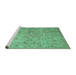 Sideview of Machine Washable Abstract Turquoise Contemporary Area Rugs, wshcon1350turq