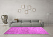 Machine Washable Abstract Purple Contemporary Area Rugs in a Living Room, wshcon1350pur