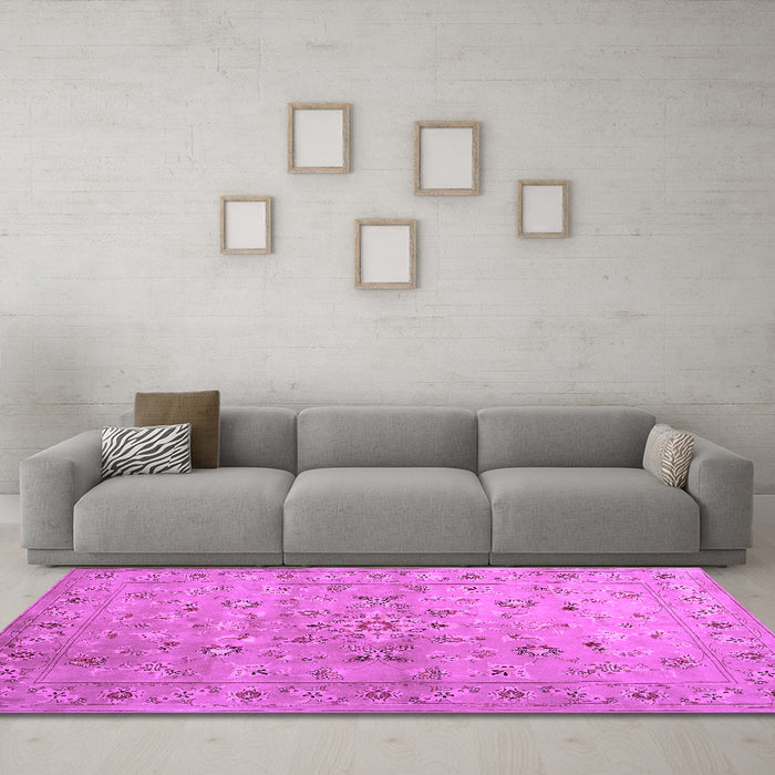 Machine Washable Abstract Purple Contemporary Area Rugs in a Living Room, wshcon1350pur