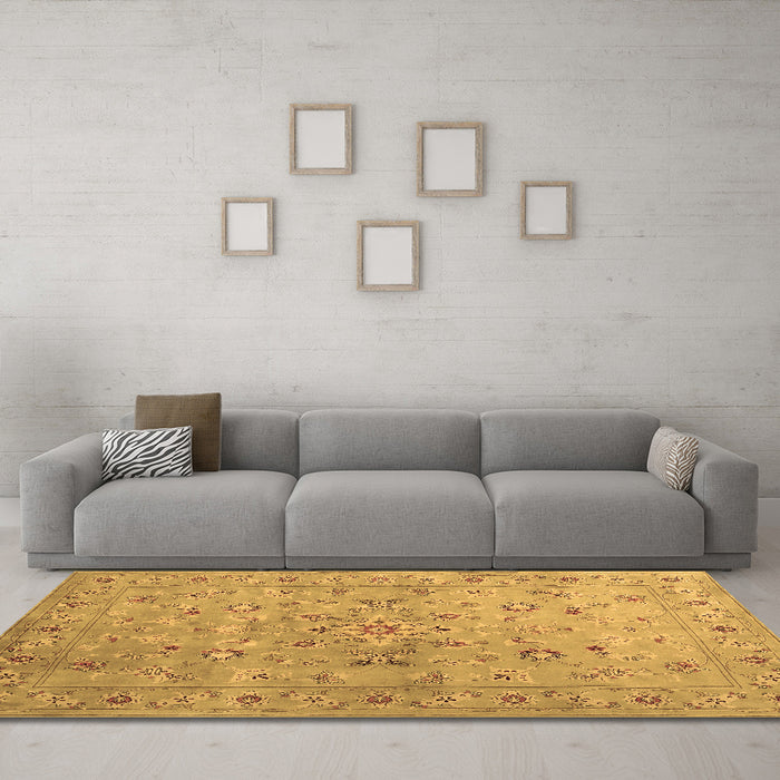 Machine Washable Abstract Brown Contemporary Rug in a Living Room,, wshcon1350brn