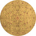 Round Abstract Brown Contemporary Rug, con1350brn