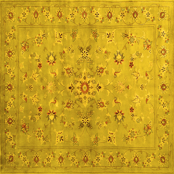 Square Abstract Yellow Contemporary Rug, con1350yw