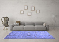 Machine Washable Abstract Blue Contemporary Rug, wshcon1350blu