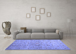 Machine Washable Abstract Blue Contemporary Rug in a Living Room, wshcon1350blu