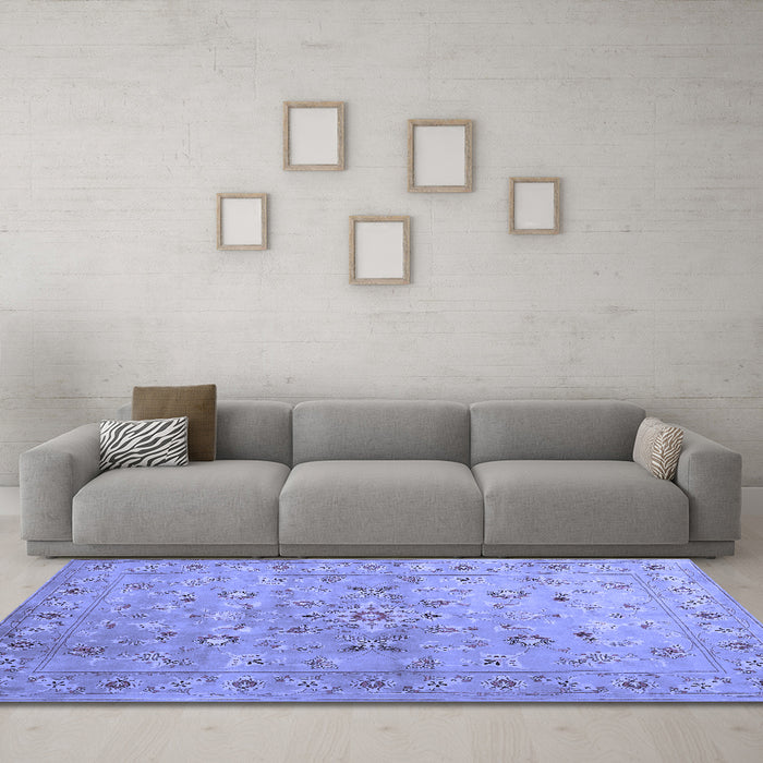 Machine Washable Abstract Blue Contemporary Rug in a Living Room, wshcon1350blu