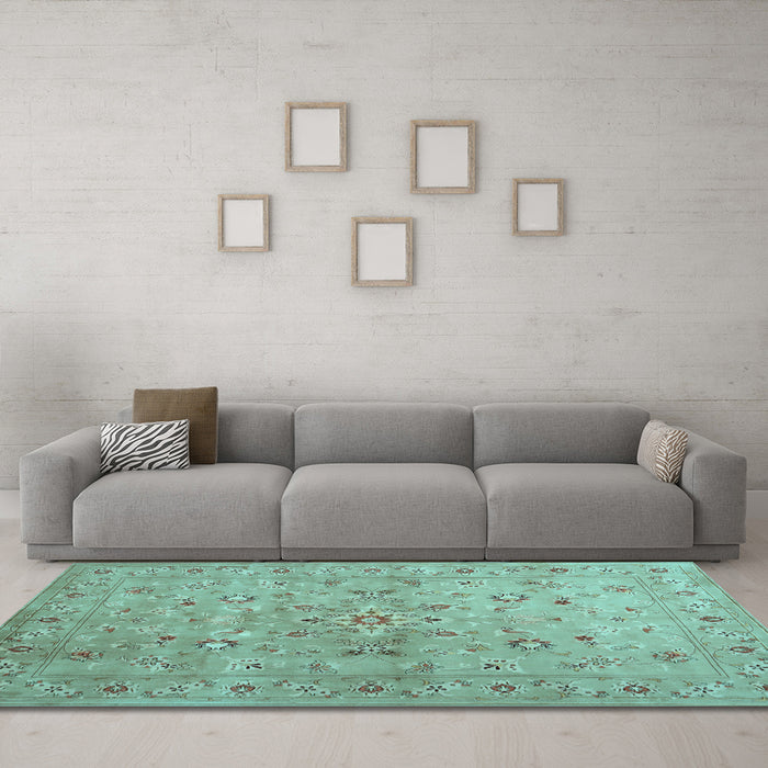Machine Washable Abstract Light Blue Contemporary Rug in a Living Room, wshcon1350lblu
