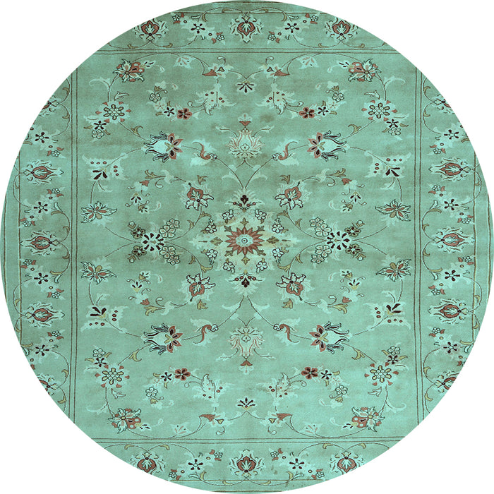 Round Machine Washable Abstract Light Blue Contemporary Rug, wshcon1350lblu