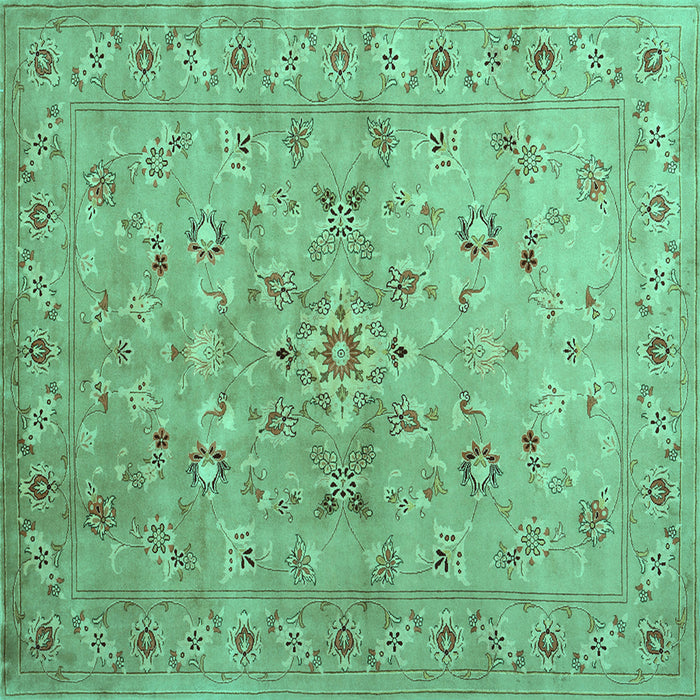 Square Machine Washable Abstract Turquoise Contemporary Area Rugs, wshcon1350turq
