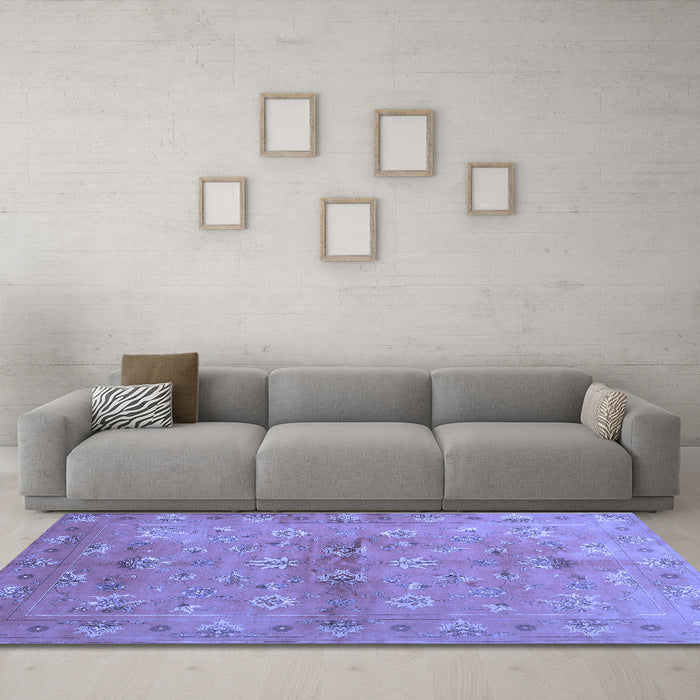 Machine Washable Abstract Blue Contemporary Rug in a Living Room, wshcon1351blu