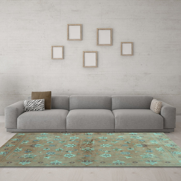 Machine Washable Abstract Light Blue Contemporary Rug in a Living Room, wshcon1351lblu