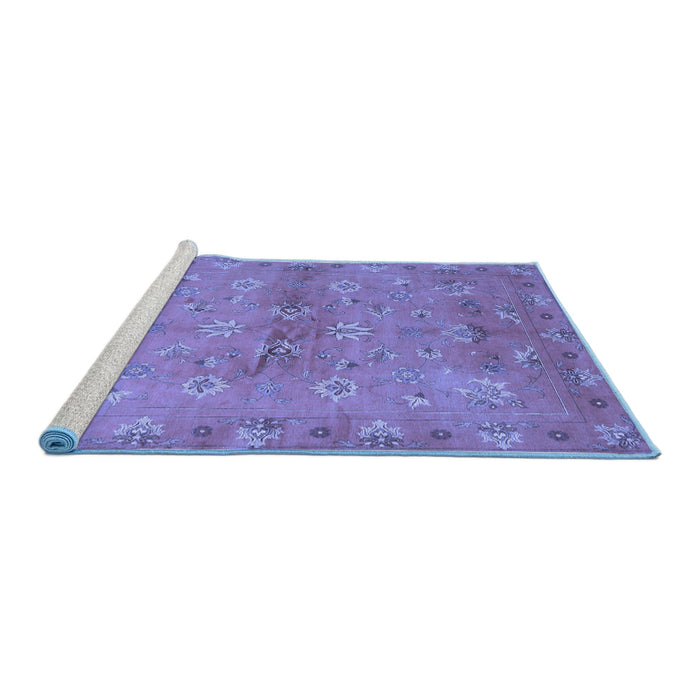 Sideview of Machine Washable Abstract Blue Contemporary Rug, wshcon1351blu