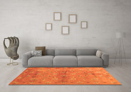 Machine Washable Abstract Orange Contemporary Area Rugs in a Living Room, wshcon1351org
