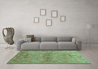 Machine Washable Abstract Turquoise Contemporary Rug, wshcon1351turq