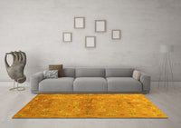 Machine Washable Abstract Yellow Contemporary Rug, wshcon1351yw