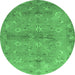 Round Abstract Emerald Green Contemporary Rug, con1351emgrn