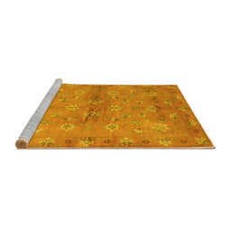 Sideview of Machine Washable Abstract Yellow Contemporary Rug, wshcon1351yw