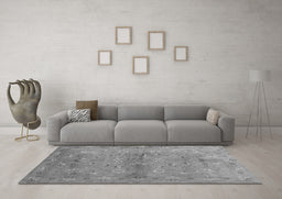 Machine Washable Abstract Gray Contemporary Rug in a Living Room,, wshcon1351gry