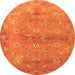 Square Abstract Orange Contemporary Rug, con1351org