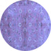 Round Abstract Blue Contemporary Rug, con1351blu