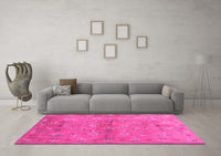 Machine Washable Abstract Pink Contemporary Rug, wshcon1351pnk