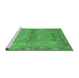 Sideview of Machine Washable Abstract Emerald Green Contemporary Area Rugs, wshcon1351emgrn