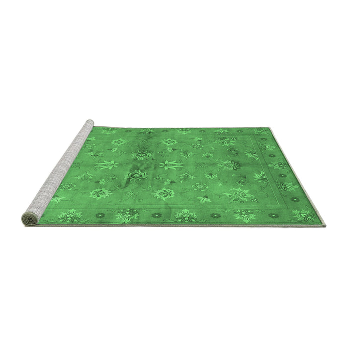 Sideview of Machine Washable Abstract Emerald Green Contemporary Area Rugs, wshcon1351emgrn