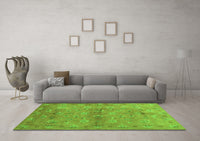 Machine Washable Abstract Green Contemporary Rug, wshcon1351grn