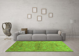 Machine Washable Abstract Green Contemporary Area Rugs in a Living Room,, wshcon1351grn