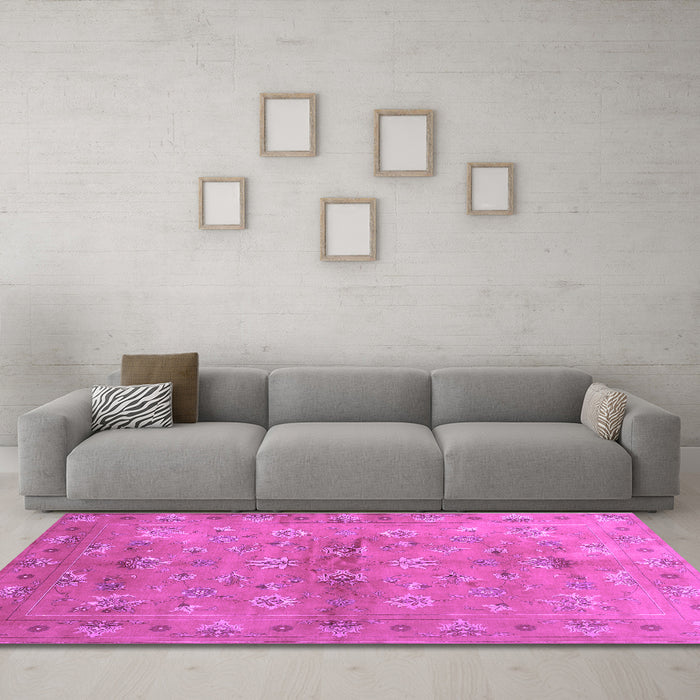 Machine Washable Abstract Purple Contemporary Area Rugs in a Living Room, wshcon1351pur