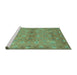 Sideview of Machine Washable Abstract Turquoise Contemporary Area Rugs, wshcon1351turq