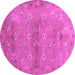 Round Machine Washable Abstract Purple Contemporary Area Rugs, wshcon1351pur