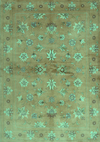 Abstract Turquoise Contemporary Rug, con1351turq