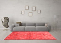Machine Washable Abstract Red Contemporary Rug, wshcon1351red