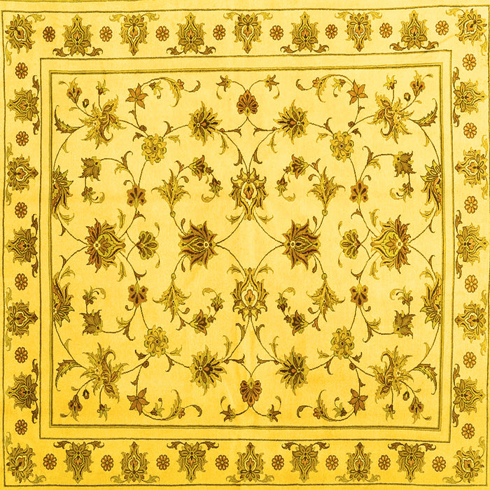 Square Machine Washable Persian Yellow Traditional Rug, wshcon1352yw